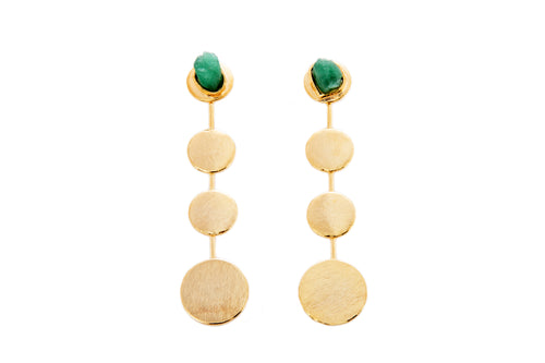 Ava Constellation Colombian Raw Emerald & 24k Gold Plated Earrings