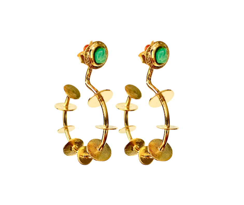 Pianeta Collection Colombian Raw Emerald & 24k Gold Plated Earrings