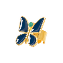 Load image into Gallery viewer, Salome Butterfly Collection Colombian Raw Emerald &amp; 24k Gold Plated Big Ring
