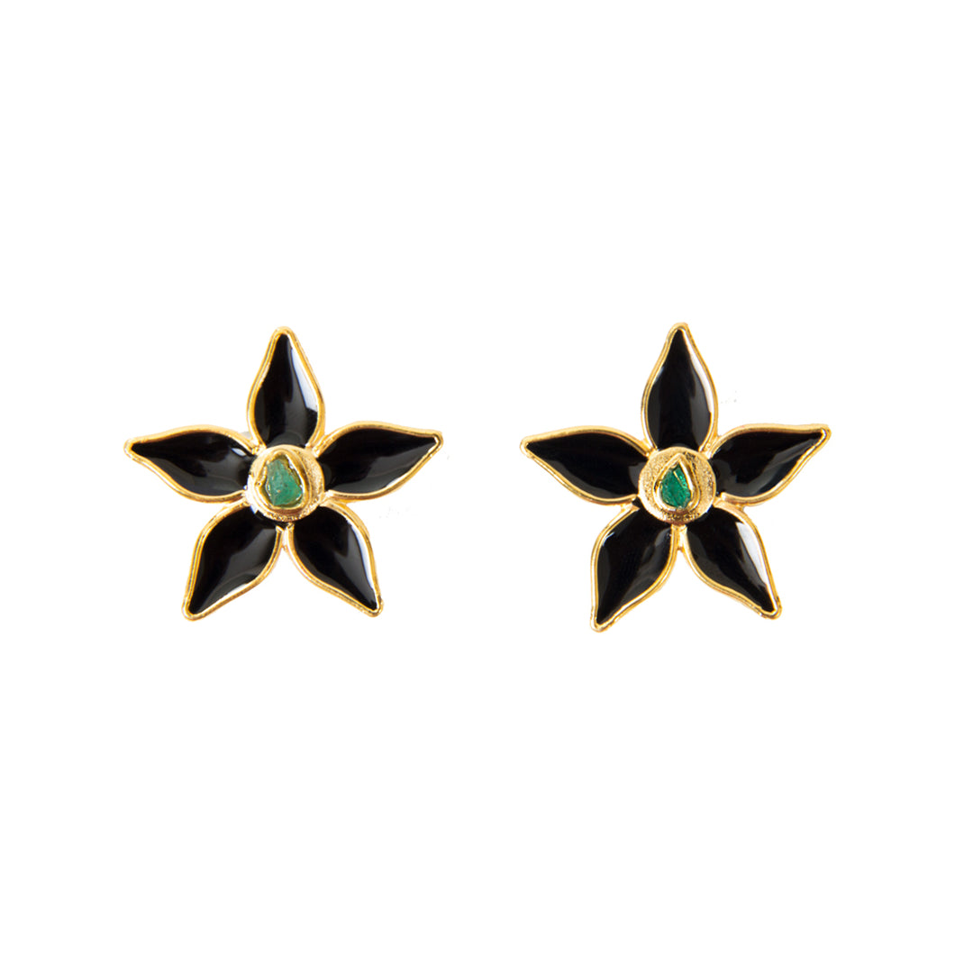 Katya Fiore Collection Colombian Raw Emerald & 24k Gold Plated Big Earrings