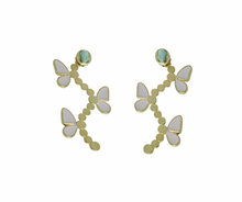 Load image into Gallery viewer, Sara Butterfly Collection Colombian Raw Emerald &amp; 24k Gold Plated 2 In 1 Earrings

