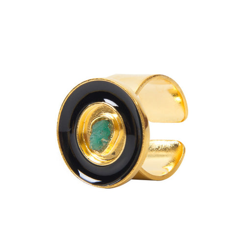 Gardenia Nature Power Collection Colombian Raw Emerald & 24k Gold Plated Ring