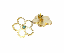 Load image into Gallery viewer, Camelia Rose Collection Colombian Raw Emerald &amp; 24k Gold Plated Earrings

