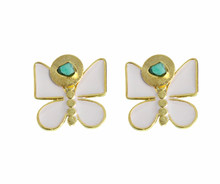 Load image into Gallery viewer, Salome Butterfly Collection Colombian Raw Emerald &amp; 24k Gold Plated 2 In 1 Earrings
