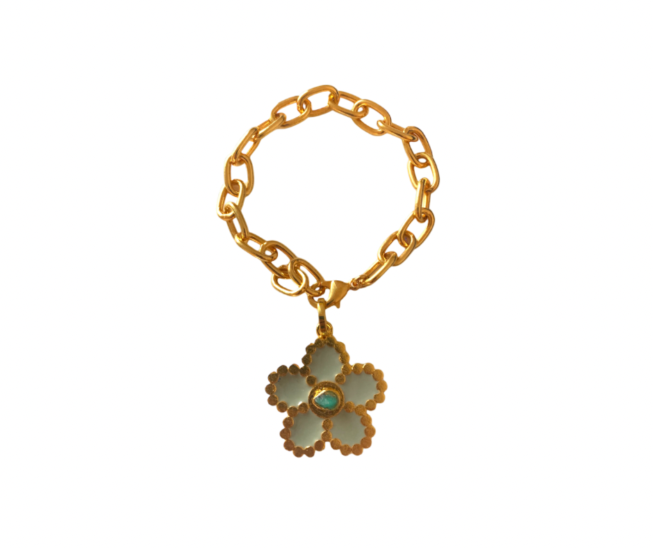 Mariana Rose Collection Colombian Raw Emerald & 24k Gold Plated Bracelet