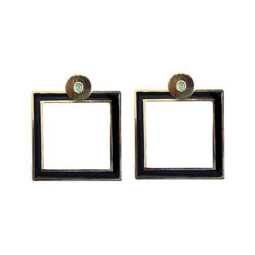 Loly Fiore Collection Colombian Raw Emerald & 24k Gold Plated Earrings