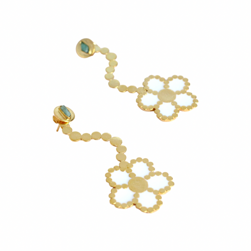 Mariana Rose Collection Colombian Raw Emerald & 24k Gold Plated Earrings