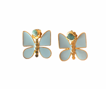 Load image into Gallery viewer, Salome Butterfly Collection Colombian Raw Emerald &amp; 24k Gold Plated 2 In 1 Earrings
