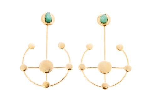 Angie Constellation Collection Colombian Raw Emerald & 24k Gold Plated Earrings