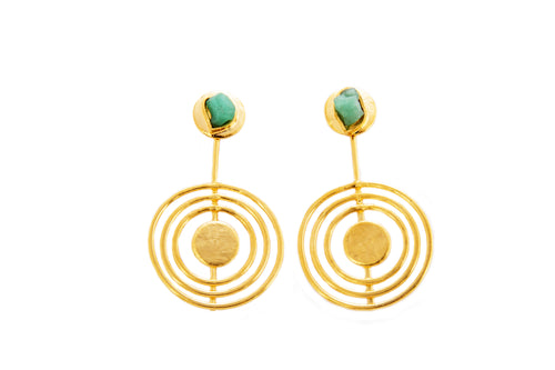 Eloisa Constellation Collection Colombian Raw Emerald & 24k Gold Plated Earrings