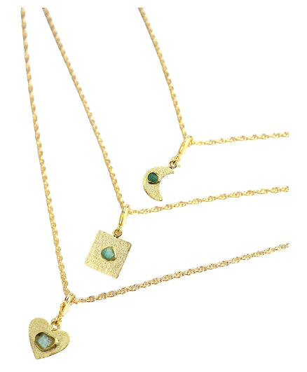 Antonella Basic Chain Collection Colombian Raw Emerald & 24k Gold Plated Chain