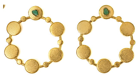 Helen Sefirot Collection Colombian Raw Emerald & 24k Gold Plated 2 In 1 Earrings