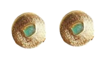 Issa Basic Collection Colombian Raw Emerald & 24k Gold Plated Studs