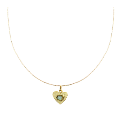 Carina Heart Basic Collection Colombian Raw Emerald & 24k Gold Plated Chain