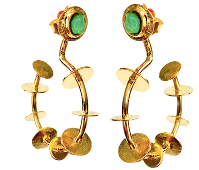 Nicola Pianeta Collection Colombian Raw Emerald & 24k Gold Plated Earrings