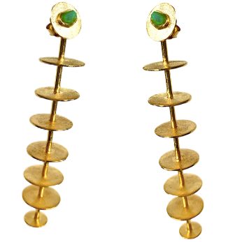 Zia Pianeta Collection Colombian Raw Emerald & 24k Gold Plated Earrings