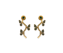 Load image into Gallery viewer, Sara Butterfly Collection Colombian Raw Emerald &amp; 24k Gold Plated 2 In 1 Earrings
