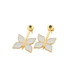 Load image into Gallery viewer, Volare  Butterfly New Collection Colombian raw emerald &amp; 24k Gold Plated 2 In 1 Earrings
