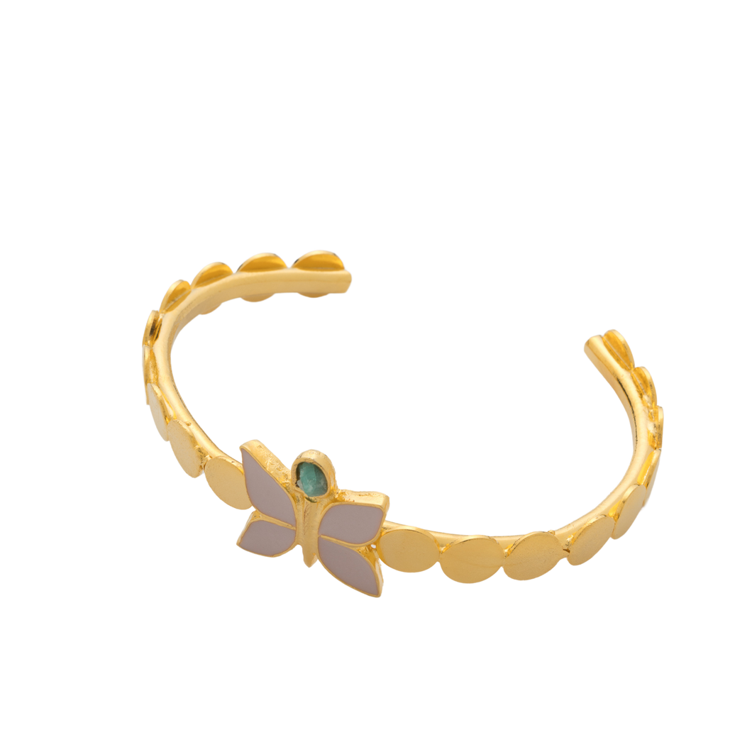 Volare Butterfly New Collection Colombian raw emerald & 24k Gold Plated