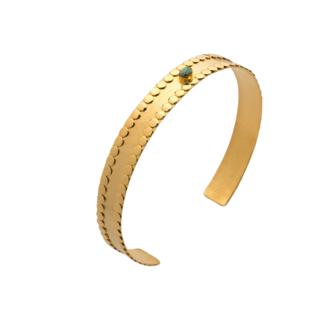 Solid Collection Bronze & 24k gold plated and colombian emerald