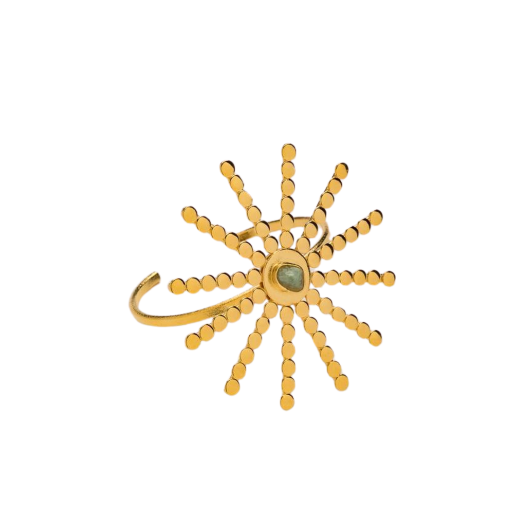 Star Collection Bronze & 24k gold plated and colombian emerald