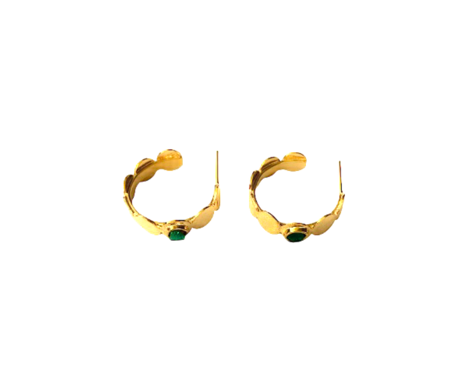 Bubble Collection Colombian Raw Emerald & 24k Gold Plated Earrings