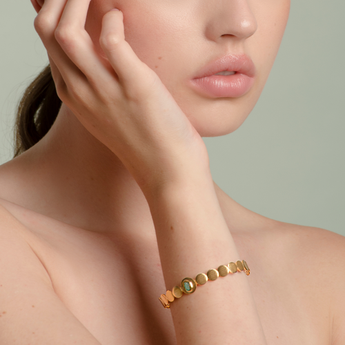 Isa E-Volve Collection Colombian Raw Emerald & 24k Gold Plated Bracelet