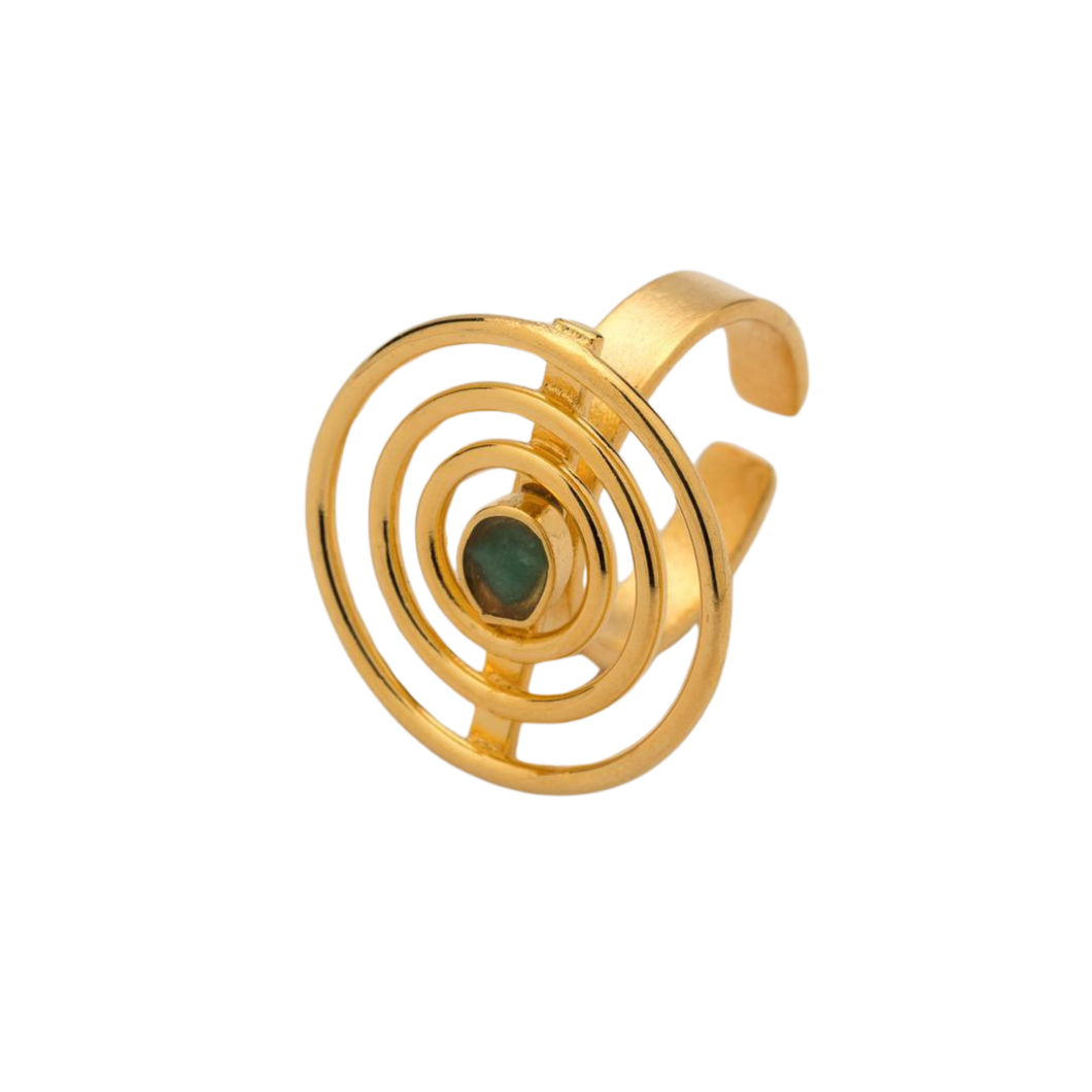 Circles of Light Collection Bronze & 24k gold plated and colombian emerald