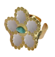 Mariana Rose Collection Colombian Raw Emerald & 24k Gold Plated Ring