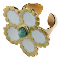 Load image into Gallery viewer, Mariana Rose Collection Colombian Raw Emerald &amp; 24k Gold Plated Ring
