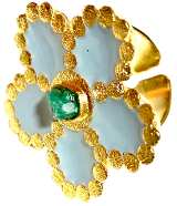Load image into Gallery viewer, Mariana Rose Collection Colombian Raw Emerald &amp; 24k Gold Plated Ring
