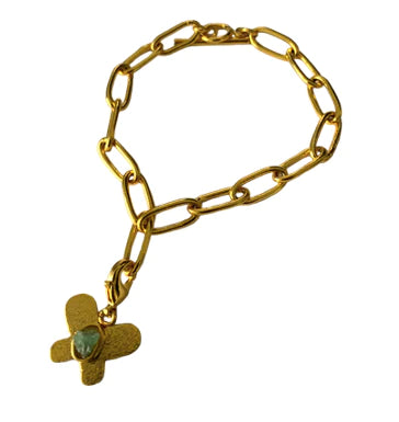 Nicoletta Basic Chain Collection Colombian Raw Emerald & 24k Gold Plated Chain
